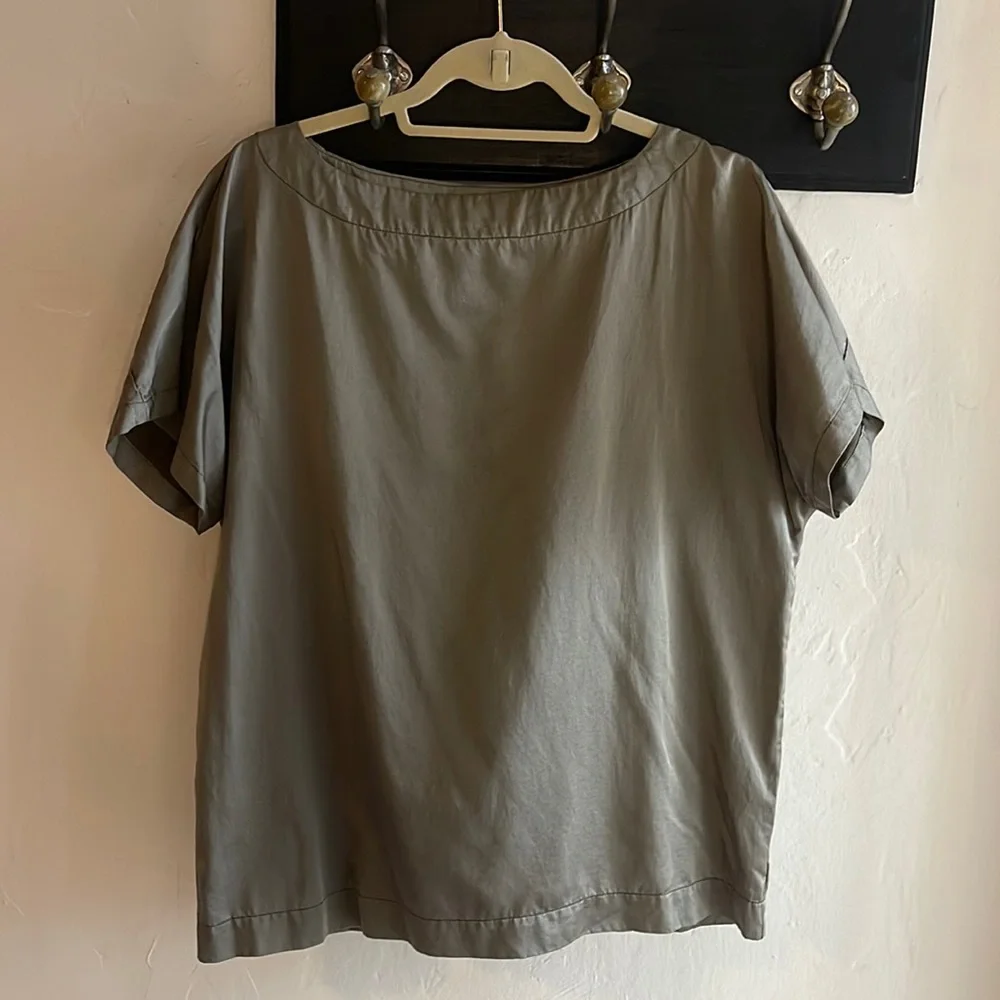 CP SHADES Sz S sage green cotton/silk tee - Picture 1 of 5